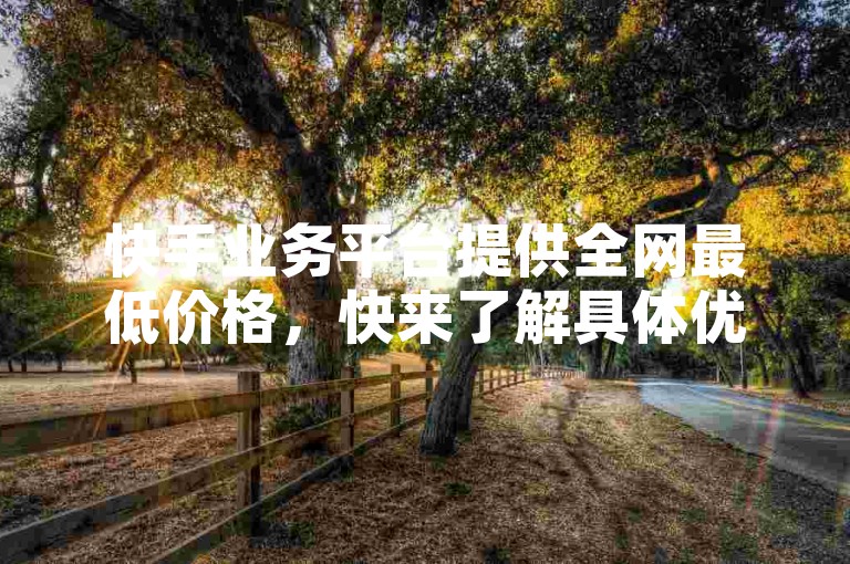 快手业务平台提供全网最低价格，快来了解具体优惠！